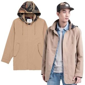 Herschel Men’s Tan Stowaway Mac Shell Windbreaker Jacket Coat
